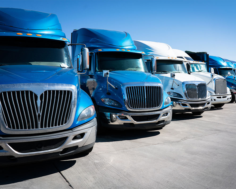 trucks parked in lot